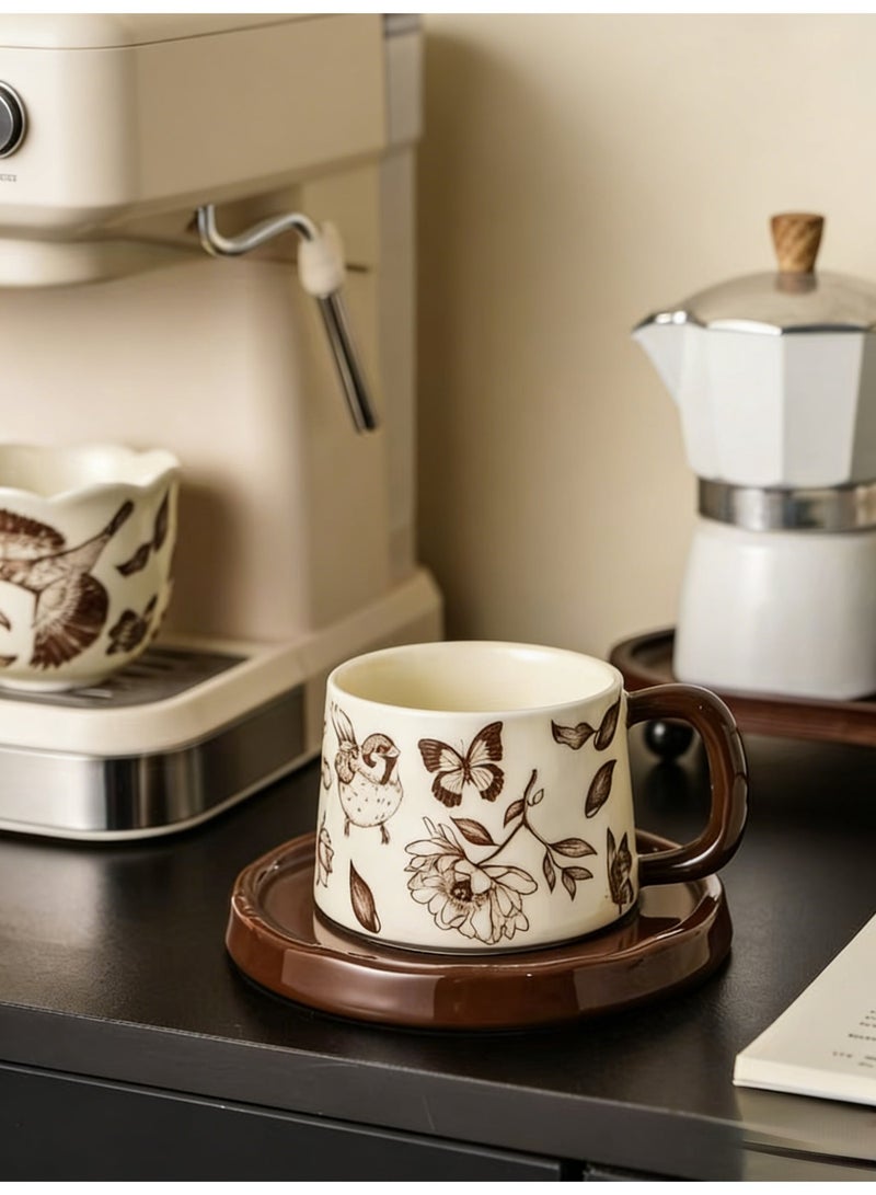 300 مل كوب قهوة سيراميك مع قواعد، كوب إسبريسو، كوب قهوة عربية، كوب قهوة تركية، كوب قهوة بمقبض، قاعدة أكواب للمشروبات، مناسب للشاي والقهوة والماتشا والحليب والكابتشينو - Image 5